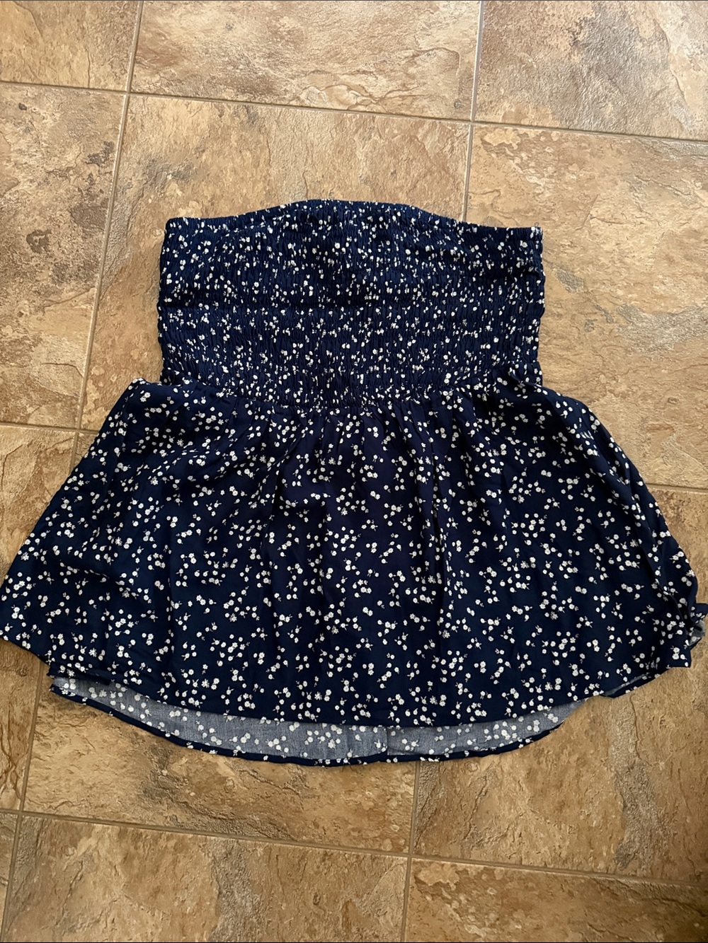 Navy Floral Smocked Tubtop